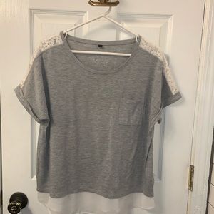 EUC large oversized shirt with lace details